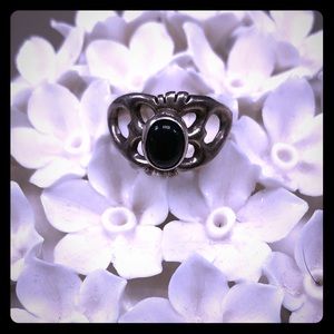Sterling sliver dark gemstone ring